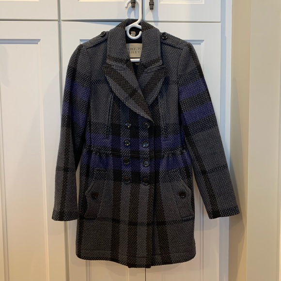 Authentic Burberry Brit Check Wool Coat 8 10 42 - Picture 2 of 9